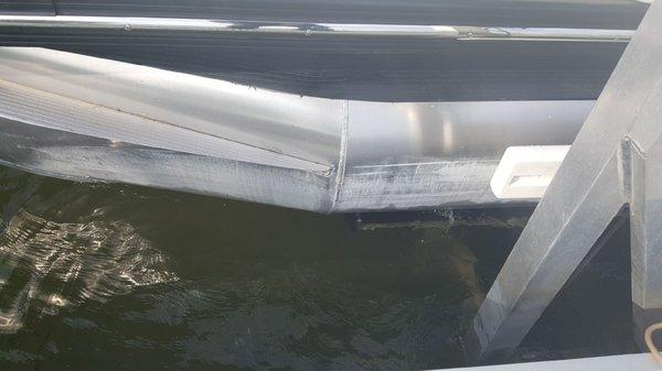 They charged us $400 to damage our pontoons like this. Now nobody will respond to my question, how can we're fix this?