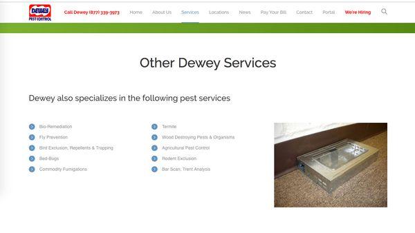 Dewey's website services.