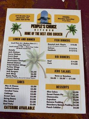 Updated menu