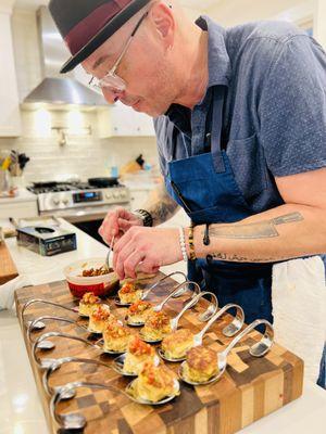 Crab Cake Appetizer | Intimate Dinner for 12 guests | 40th Birthday Party.