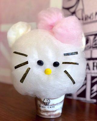 Miss Kitty Cotten Candy with Chocolate Vanilla Ice Cream