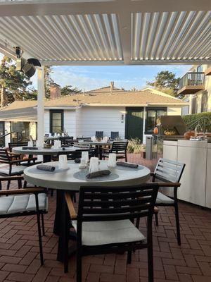 Secoya outdoor dining area for hotel guests (there are built-in heaters too)