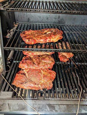 Smoked BBQ pork steaks