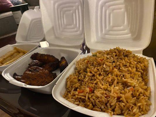 Chaufa Rice, Plaintain, Yuca Fries