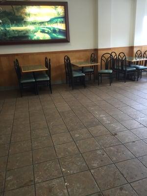 Wide open dining area with an eclectic gathering of diners.