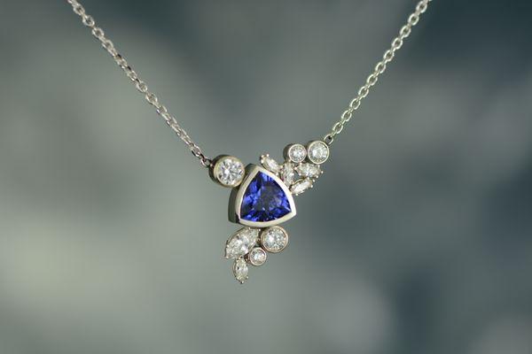 Custom sapphire and diamond necklace