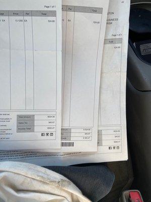 Receipts from the money spent and no material...