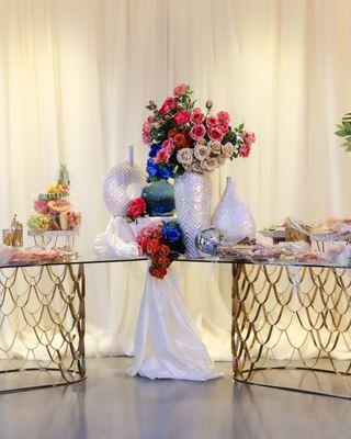 Table scape elaborations for the charcuterie grazing station.