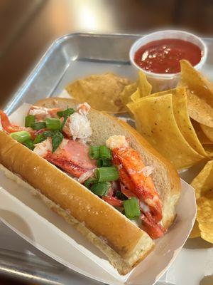 Lobster Roll comes with chips & salsa