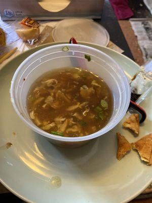 Hot and sour soup with soy and sriracha added so it had some flavor