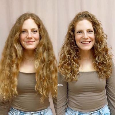 Curly before/after