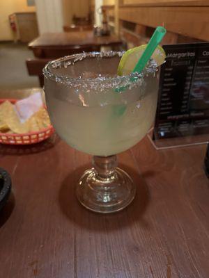 House Margarita.  Too big for my taste but if you like goblets!