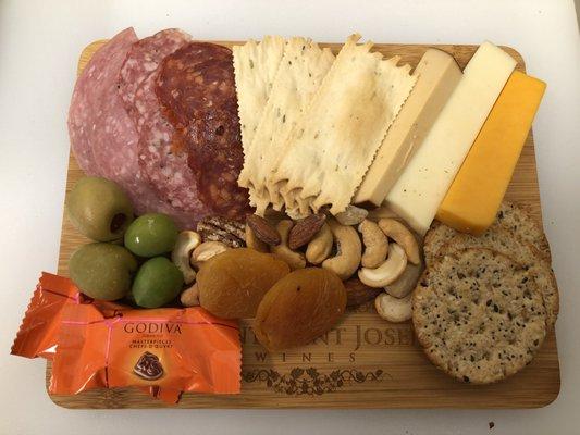 Cheese and charcuterie with "take home" board