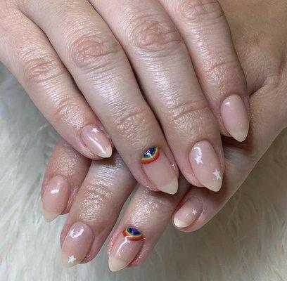 Gel manicure with handpainted nail art