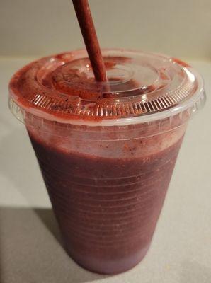 Super Powers Smoothie. Very refreshing and filled to the top. I drank some of it before I took the photo.