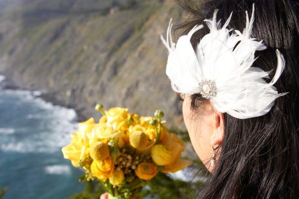 My Big Sur engagement photoshoot, Yellow rose bouquet designed by Mary!