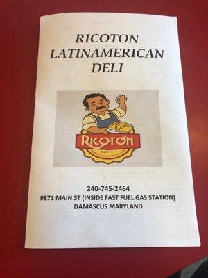 Front of menu