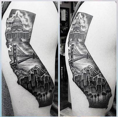 California collage blank and grey tattoo