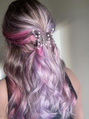 Lavender and pink color block