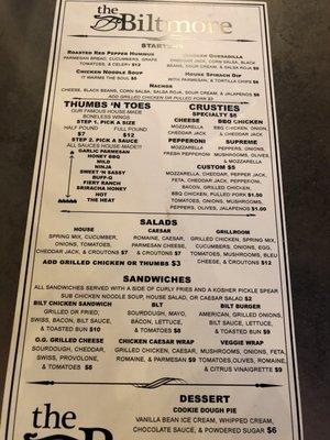 The new menu.