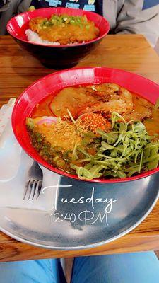 Spicy Miso Ramen & Pork katsu curry