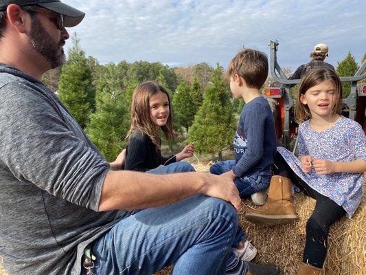 Hayride is free!  Take the hayride and explore where you want to go and holler if you see an area you want to cut down your tree!