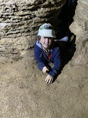 Belly crawling through some tight spaces!