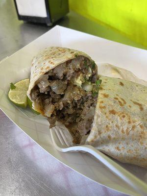 Lomo Encebollado Burrito - rib eye and onions