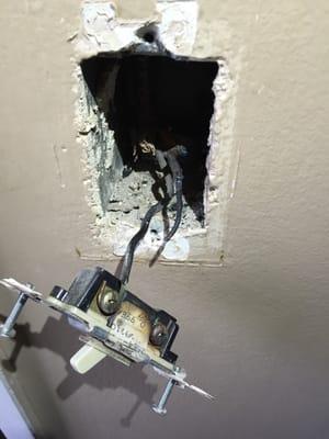 This switch was a fire waiting to happen. Replaced with a new switch. All is safe!