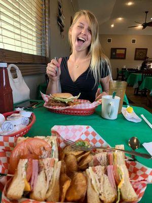 Club sandwich, Fried chicken sandwich & one happy birthday girl!!