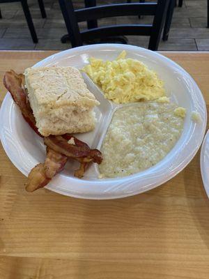 Eggs,grits,and the famous biscuit!!