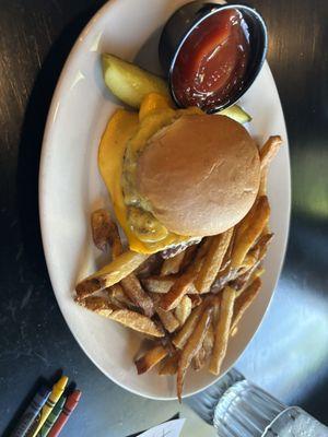 Kid's cheeseburger and french fries