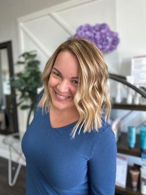 Brunette balayage | textured bob haircut