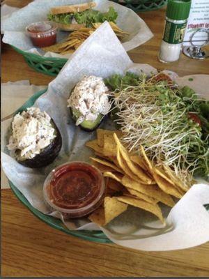 Avocado o with chicken salad