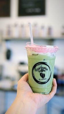 Matcha with our pink foam