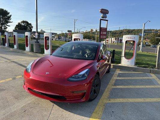 Chargers can be seen on the left when you first exit the highway to enter the Sheetz.