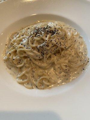 Homemade Spaghetti Cacio e Pepe, great dish with perfect texture.