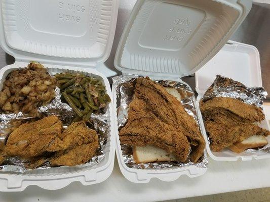 FISH FRY FRIDAY CROAKER Sandwich AND  BUTTER FISH DINNER ON THE LEFT