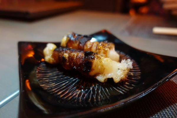 Bacon Wrapped Mochi - like the best mozzarella stick you've ever had in your adult life.