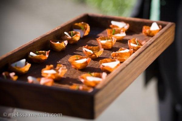 Passed hors d'oeuvres at a Beaulieu garden wedding