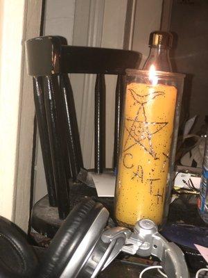 Custom carved Solar Blast candle