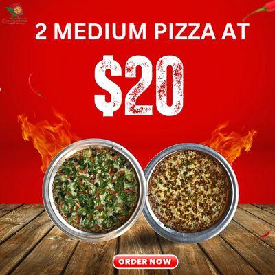 Double the pizza, double the fun! 2 medium pizzas for only $20!                         

https://bit.ly/Orderingbcpc