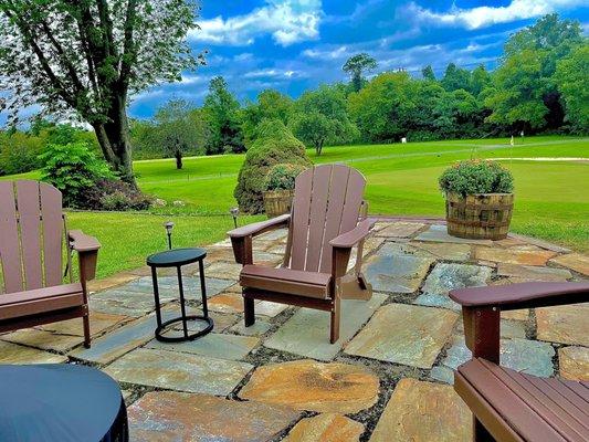 The patio area with music