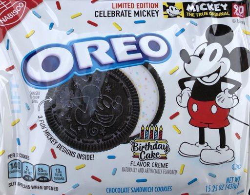 Limited Edition Mickey Mouse Oreos - Birthday cake!