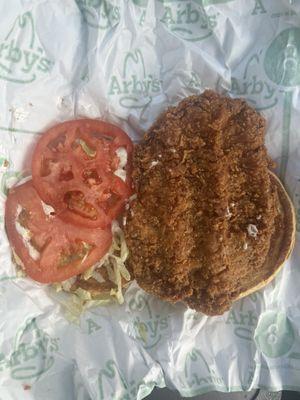 Crispy Chicken Sandwich - note how dark it is!