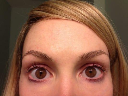 Immediately after getting a lash tint and "lift" -- no makeup!