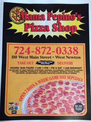 Mama Pepinos West Newton Menu Front