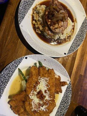 Pork chops and chicken valdostana