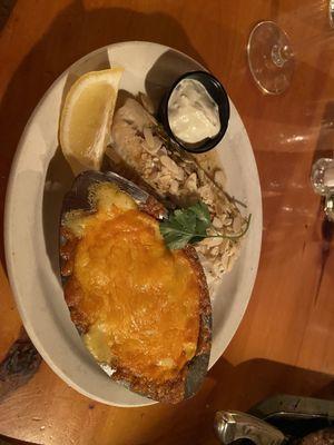 Broiled walleye with almonds and au gratin potatoes- fantastic