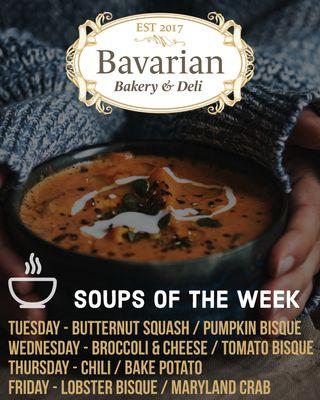 Soup menu for Oct 18th thru 21st